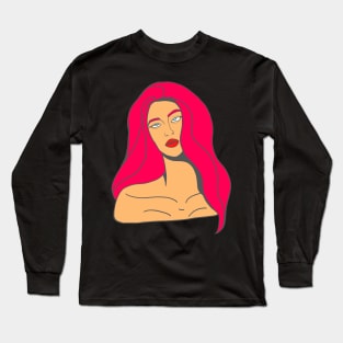 Girl with pink hair Long Sleeve T-Shirt